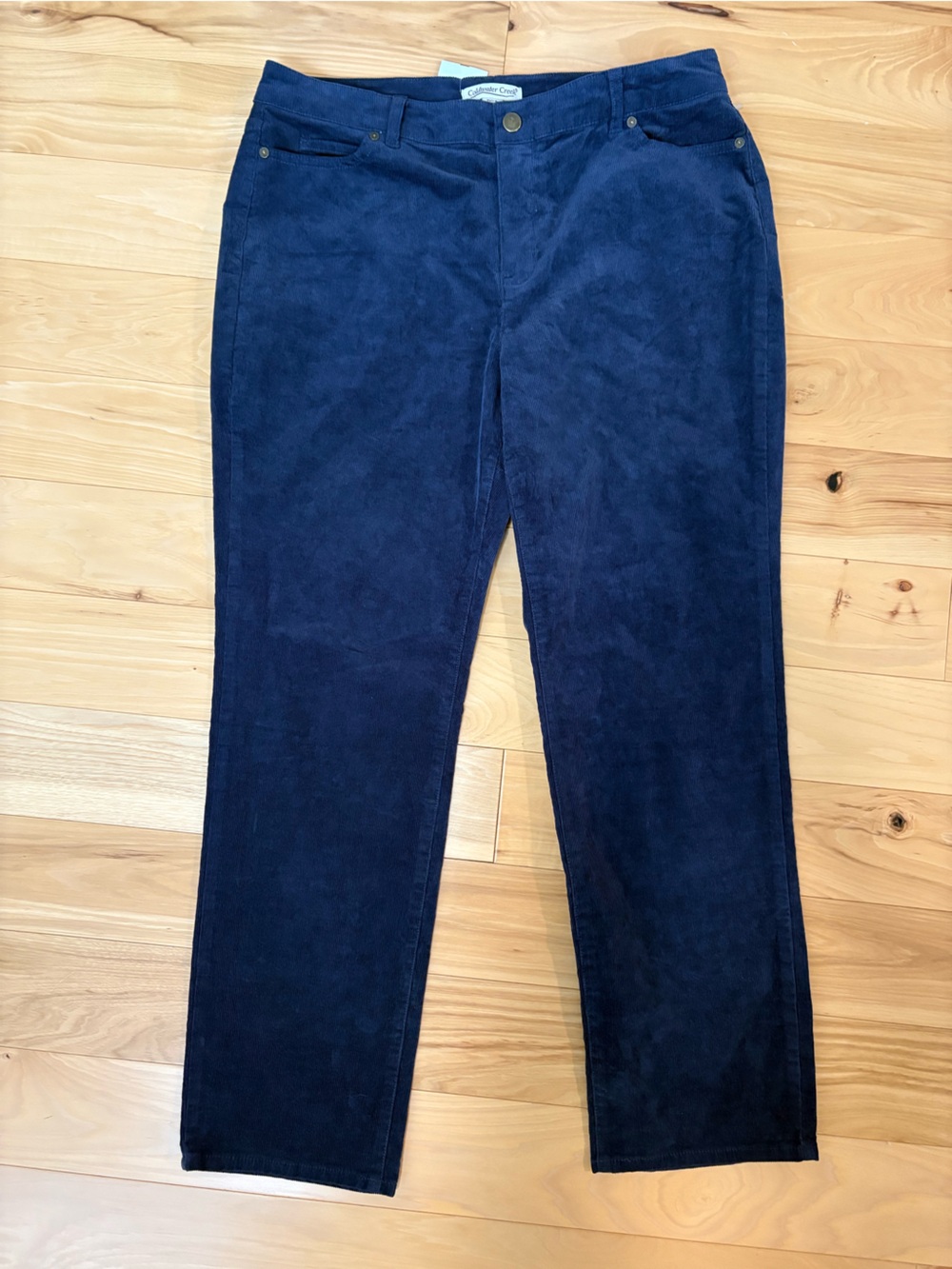 NWOT Coldwater Creek Dark Navy Straight Leg Corduroy Pants Sz 12 Petite